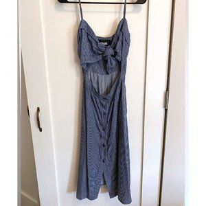 Reformation Miramar -  tie front midi dress with cutout / Size: S / Blue Stripe